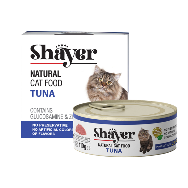 کنسرو نچرال گربه با طعم ماهی تن شایر Shayer Natural With Tuna وزن 110 گرم